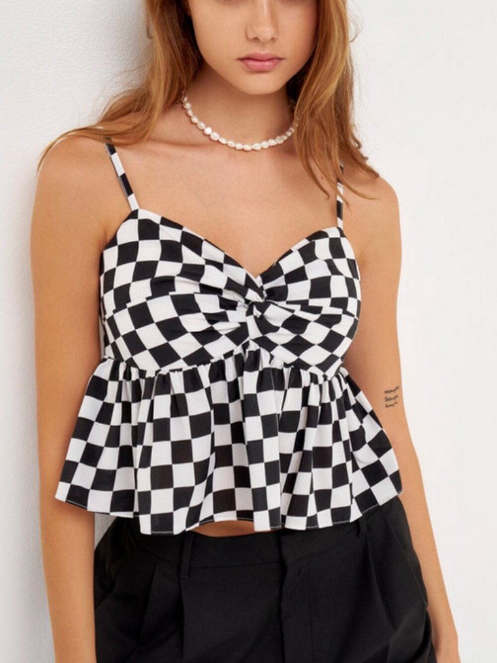 Grey Lab Black and White Checkered tank top - Size Large NWT